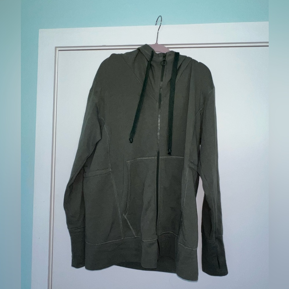 Fabletics zipper jacket/Coat Sweatshirt Olive green long sleeve Loose S/M